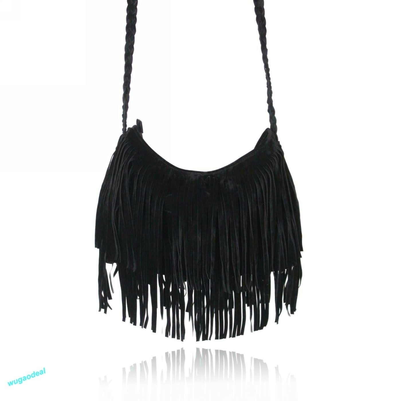 8 Other Reasons Suede Fringe Crossbody Festival Bag in Gray