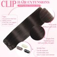 thumbnail image 3 of Extensiones de cabello humano real Gampacy con clip, 60 cm, color marrón oscuro, 3 of 8