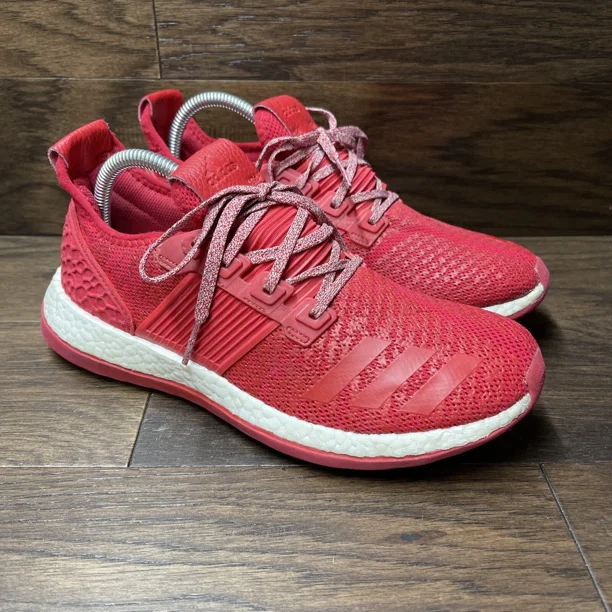 Ad-id-as PureBoost ZG Red on Red Mens Sz 9 US Running Shoes Sneakers NO INSOLES
