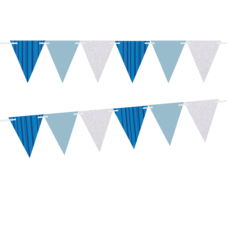 Blue Stripes/Solid Light Blue/Glitter Silver 10ft Vintage Pennant Banner Triangle Bunting Flags for Birthdays, Baby Events & Parties - Walmart.com