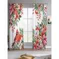 thumbnail image 2 of Cardinal Bird Sheer Curtains 84 Inch Length 2 Panels Set for Living Room/Bedroom, Winter Poinsettia Berry Pine Cones Floral Kitchen Curtains Grommet Semi-Sheer Curtains Window Treatments 42"x84"x2, 2 of 7