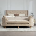 thumbnail image 3 of CQSXDA  77.17 Inch Wide Chenille Daybed Bench with Armrests and Rubberwood Legs for Bedroom or Apartment Use, Wheat, 3 of 10