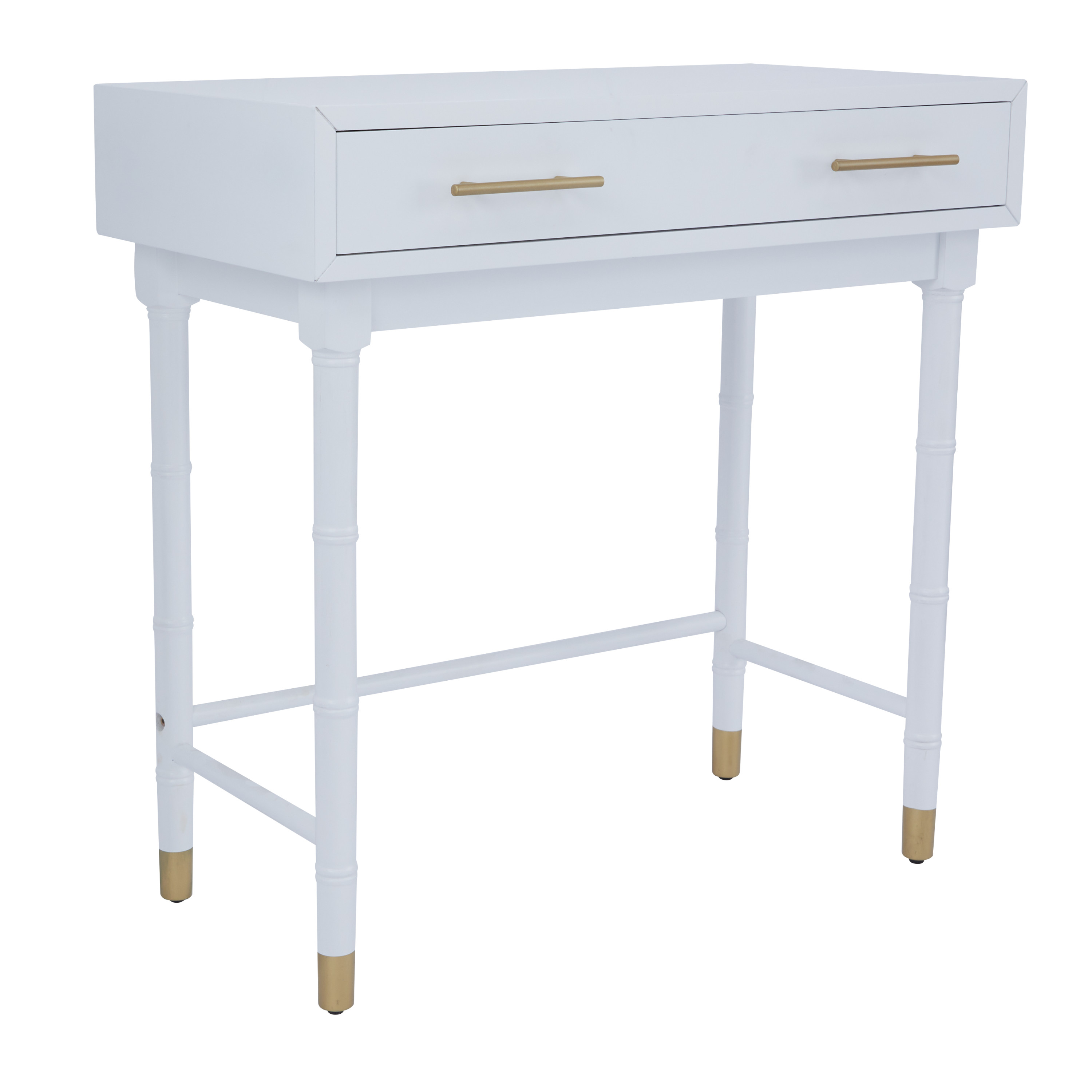 DecMode 31" x 31" White Wood Single Drawer Console Table with Mirror, 2-Pieces