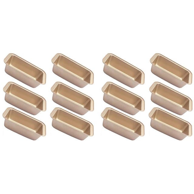 Bread Pan Loaf Pan for Baking, Non-Stick Carbon Steel Baking Bread Toast Mold Loaf Baking Pan Set (Golden 12Pcs)