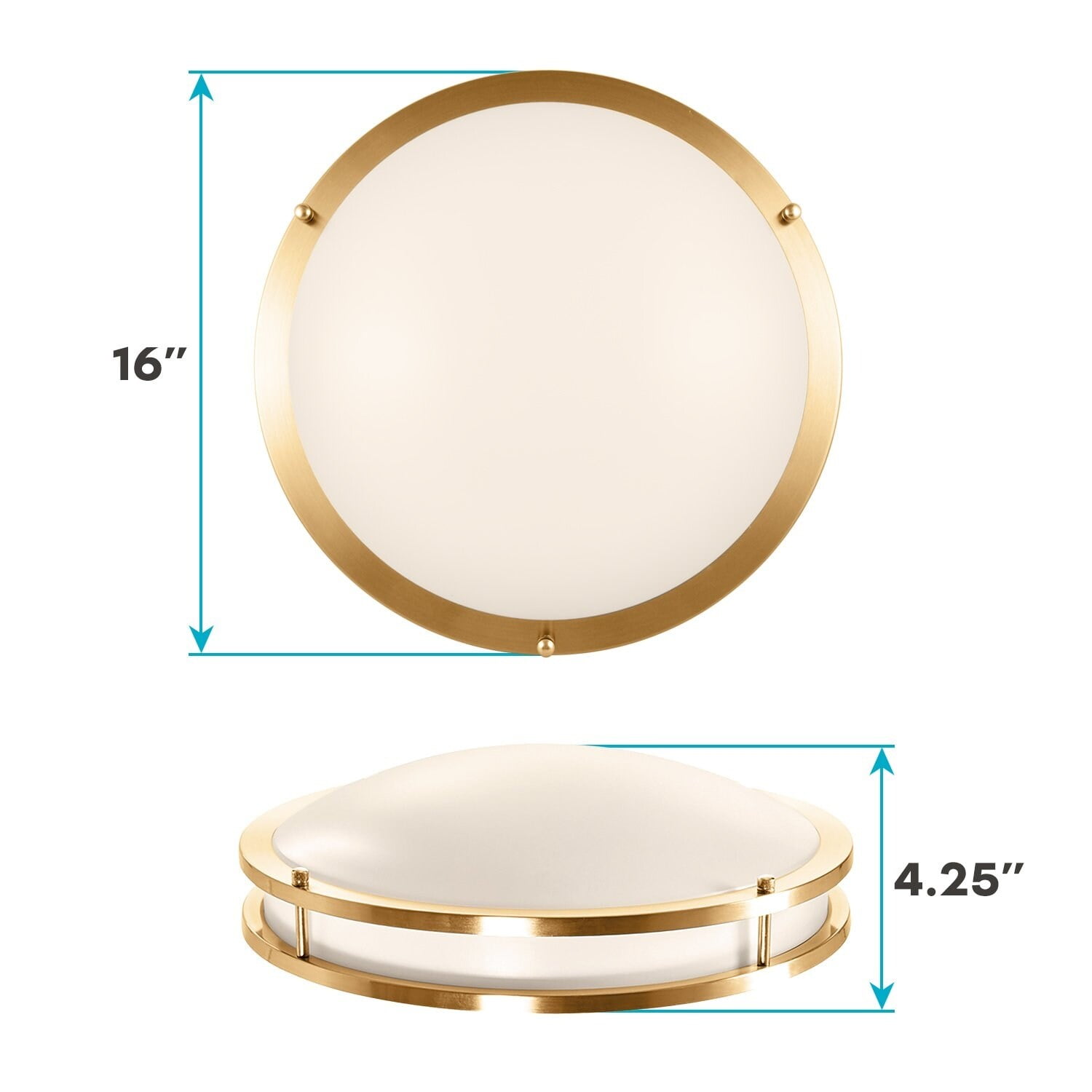 Luxrite 16 Inch LED Flush Mount Ceiling Light 5 Color Selectable Dimmable 24W 1920 Lumens ETL Listed Brushed Brass