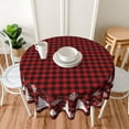 thumbnail image 2 of Winter Christmas Round Tablecloth 70 Inch, Red Black Buffalo Plaid Snowflake Xmas Tree Table Cloth for Rustic Farmhouse Kitchen Decor, Outdoor Wipeable Polyester Fabric Table Cover for Holiday Party, 2 of 6