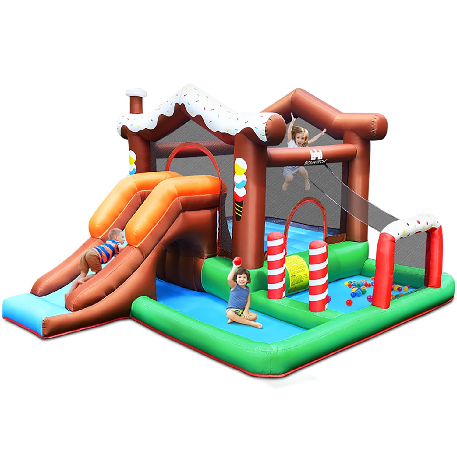 GVN Kids Inflatable Bounce House Jumping Castle Slide Climber Bouncer Without Blower, Bounce House with Blower, Inflatable Jump Bouncy Castle for Kids,Ball Pool for Backyard Play & Party Fun