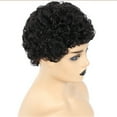 thumbnail image 5 of XIAQUJ Women's Trendy Short Curly Hair Wig Headgear Natural Color Human Hair Head Cover Wigs for Women Black, 5 of 8
