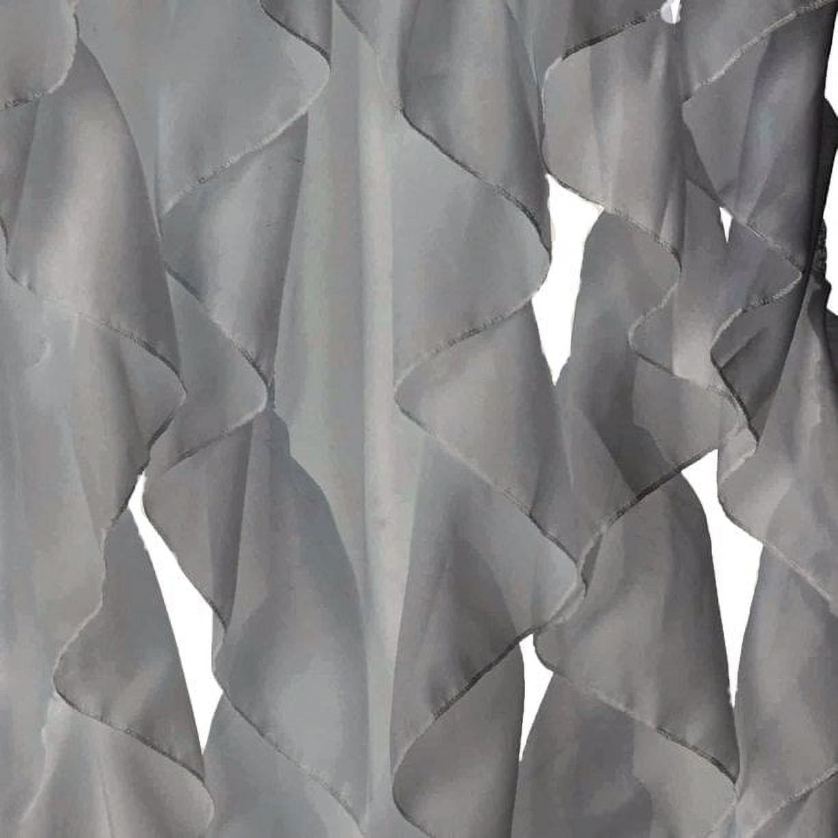 Diamond Home Cascade Window Panel Sheer Voile Vertical Ruffled Waterfall Curtains, 2 Piece Set (50"W x 84"L, Grey)