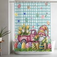 thumbnail image 5 of Spring Easter Gnomes Small Stall Shower Curtain, Waterproof Shower Curtains for Bathroom, Truck Colorful Eggs Botanical Blue Plaid Washable Fabric Bath Curtain for Bathtub with Hooks 36x72 Inches, 5 of 9