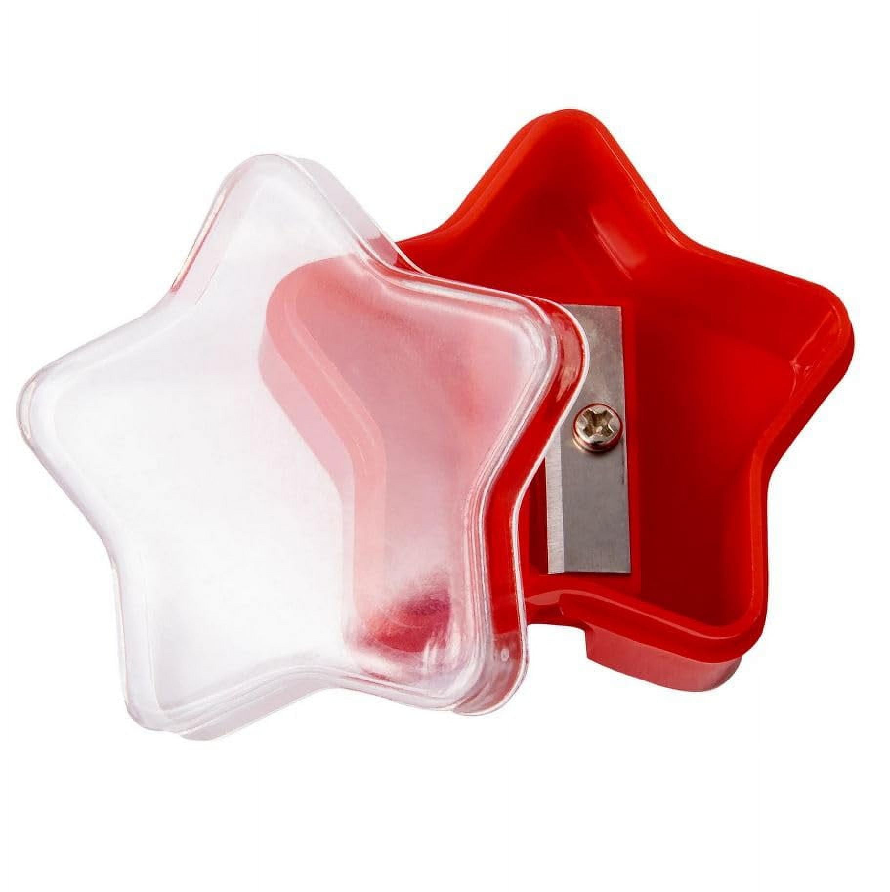 100 Pack of Bulk Wholesale Star Shaped Plastic Manual Handheld Pencil Sharpeners in Black, Red, Blue, Green and Yellow Color Assortment