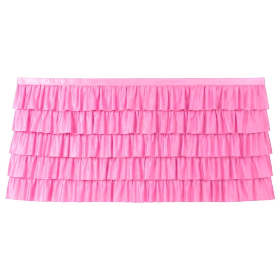 Ruffled Table Skirt for Rectangle Tables, 6ft Pink Tutu Table Skirting with 5 Layered Design, Reusable Polyester Desk Skirt for Wedding, Baby Shower, and Party Decor