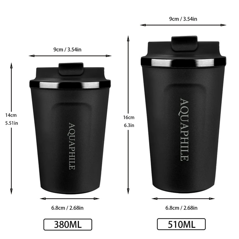 500ml Drinks Cup With Straw, Stainless Steel Travel Mug Coffee  Cups With Lid And Straw Drinking Cups Reusable Double Wall Coffee  Mug(Black): Espresso Cups