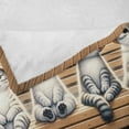 thumbnail image 4 of Ambesonne Cat Fleece Throw Blanket Funny Kittens in Hats at Sauna 50"x70" Pastel Brown and Pale Grey, 4 of 5