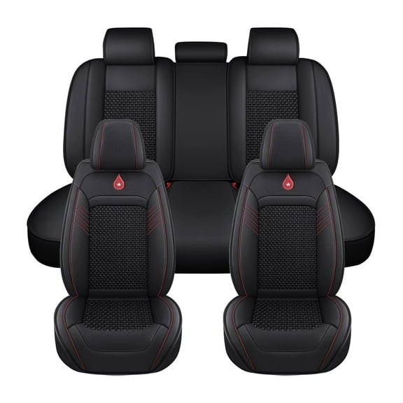 Maidao Car Seat Covers Full Set Leather for Nissan for Murano 2003-Present 5 Seats Water Resistant Front Rear Cushion Protector Black