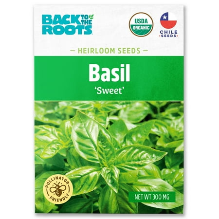 Back to the Roots Organic Sweet Basil Gardening Seeds, 1 Packet