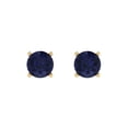 thumbnail image 3 of 2 Ct Round Cut Studs Blue Sapphire 14K Yellow Solid Solid Gold Everyday Dainty Earrings Push Back, 3 of 7