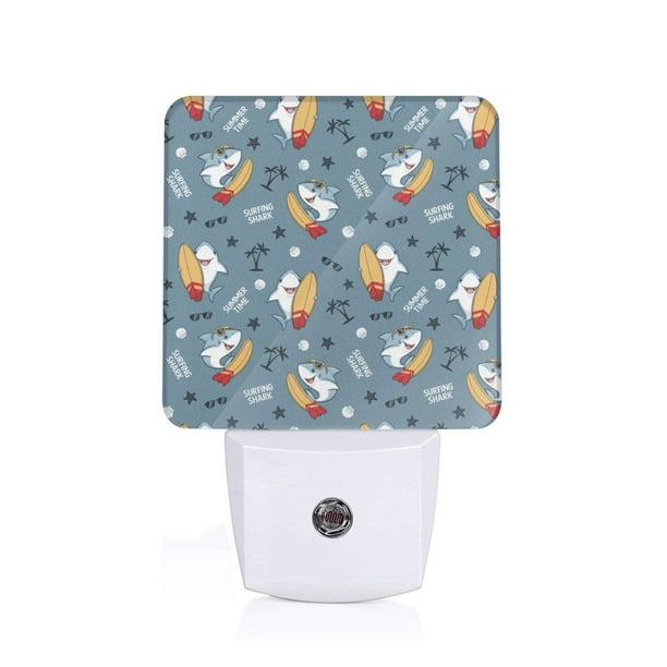 Balery Surf Shark Luz Nocturna LED con Sensor Automático, Enchufe con Sensor Crepuscular, Luz Suave de 0.5W para Dormitorio, Pasillo, Baño-UK