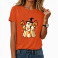 thumbnail image 2 of NOLDARES Halloween Shirts for Women Magical Halloween Shirt Cute Ghost Graphic Tees Spooky Season Casual Short Sleeve Fall Tops(Orange,S), 2 of 7