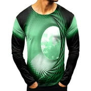 Yubnlvae Mens Fashion Casual Sports Abstract Digital Printing Round Neck T Shirt Long Sleeve Top