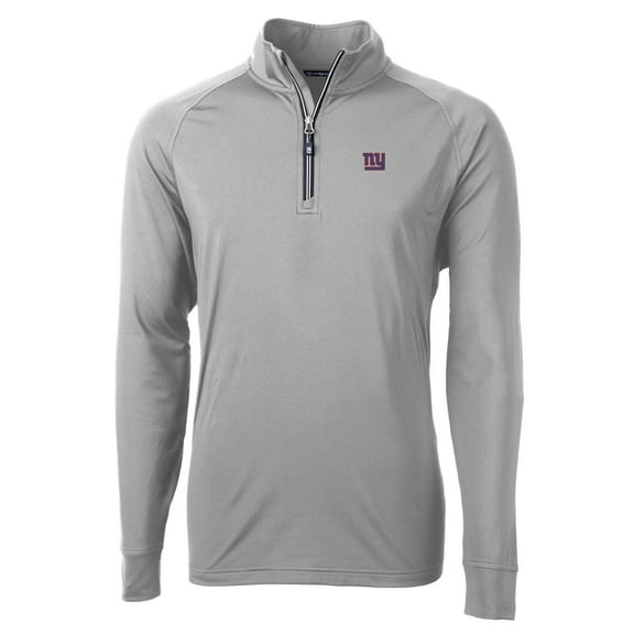 Men's Cutter & Buck Gray New York Giants Big & Tall Adapt Eco Knit Quarter-Zip Pullover Jacket