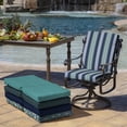 thumbnail image 3 of ARDEN 4-Pack Outdoor Patio Dining Chair Cushion, 20x44, Rain-Proof Seat Pad, Fade-Resistant Outdoor Cushion Sapphire Aurora Blue Stripe, 3 of 13