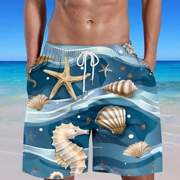 Puntoco Pantalones Cortos Con Estampado Hawaiano Para Hombre, Pantalones Cortos Con Bolsillo Y Cordón, Color Xl