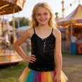 thumbnail image 2 of AWZXDE Girls Sequin V Neck Tank Top For Stage Festival Performance Party And Girls Tops Apparel Black,5-7 Years, 2 of 4