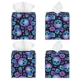 thumbnail image 2 of Sikiie blue daisy Skull flower Leather Tissue Box Cover Square, tissue box holder, Tissue Box with Bottom Belt-5.2”x5.2”x5.2”, 2 of 7