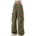 thumbnail image 5 of felwors Baggy Cargo Pants Women Casual High Waisted Parachute Pants Drawstring Loose Hip Hop Wide Leg Pant Y2K AG, XXXXL, 5 of 6