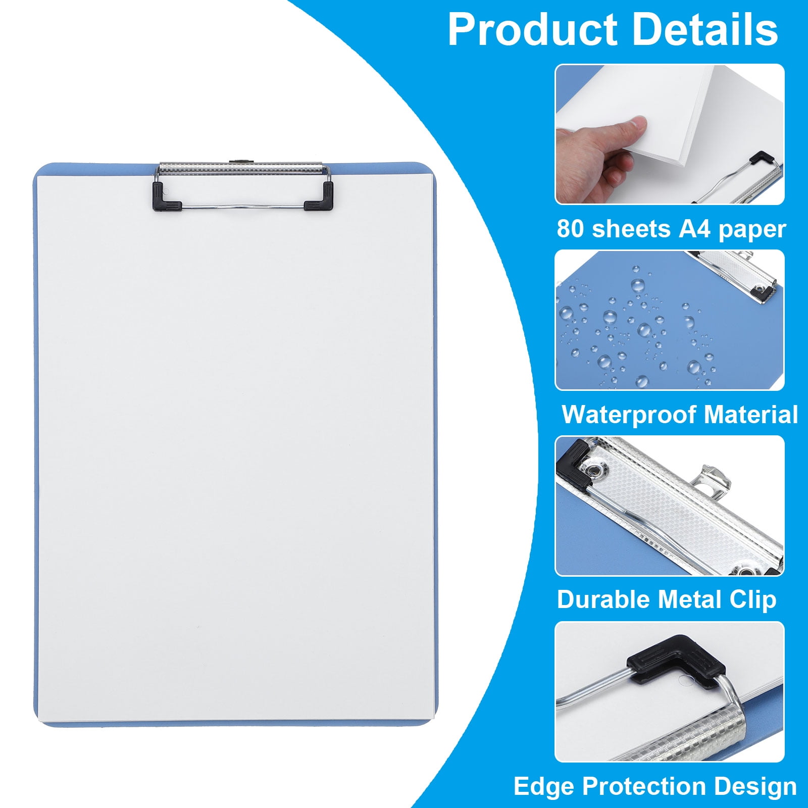 Uxcell A4 Plastic Clipboard, 1Set Office Clipboard with Color Letter Size Metal Clip Profile Clipboard for Office Classroom Home Outdoor, Style2