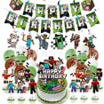 thumbnail image 2 of Minecraft Pixel Game Theme Party Layout Flag Cake Inserting Balloon Decoration SuitYouyou, 2 of 3