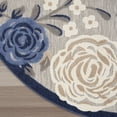 thumbnail image 4 of Nourison Aloha Floral Bordered Flatweave High-Low Indoor Outdoor Round Rug Blue Grey 710 x 7'10", 4 of 10