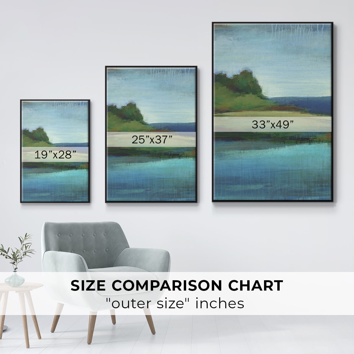 Silent Lakeside I Framed Premium Gallery Wrapped Canvas - Ready to Hang - 17 x 25 - Black Floating Frame