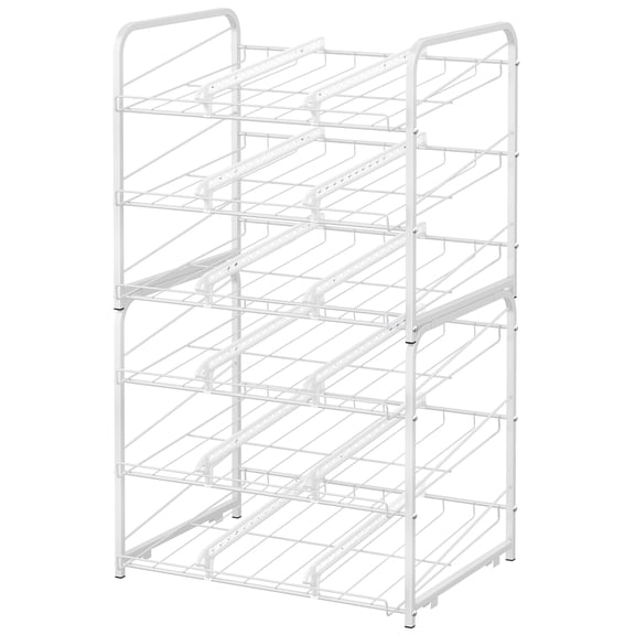 2 Pack 3 Tier Can Organizer for Pantry, Stackable Sliding Canned Food Storage Rack, Metal Beverage Can Dispenser Holder for Kitchen Cabinet Countertop