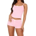 thumbnail image 5 of Dagugfen Pajama Sets for Women Sleeveless Camisole Tops Spaghetti Strap Elastic Waist 2" Shorts Home Sleepwear Sets(M,Pink), 5 of 6