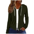 thumbnail image 2 of IUYRTFE Women's Lightweight Zip Up Hoodie Long Sleeve Drawstring Casual Summer Solid Color Top with Pockets, 2 of 7