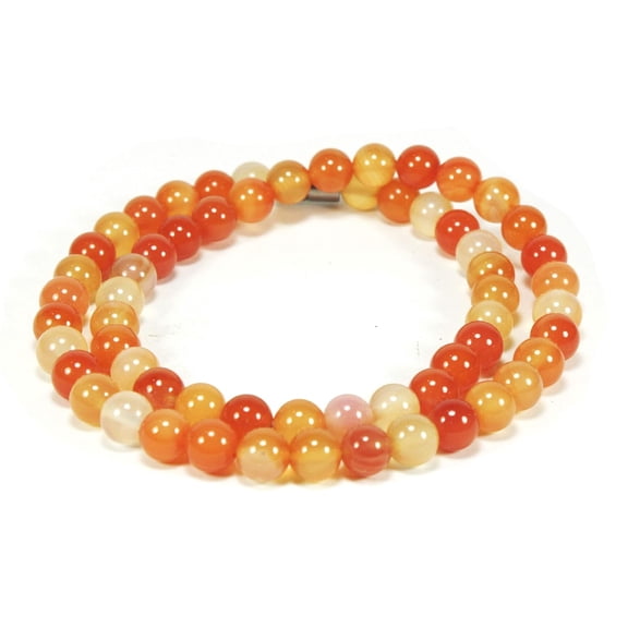 Genuine Carnelian Necklace for Women Carnelian jewelry for Men Orange Healing Crystal Beaded Necklace | Promotes Vitality and Confidence | 6mm Bead Diameter, 17 inch