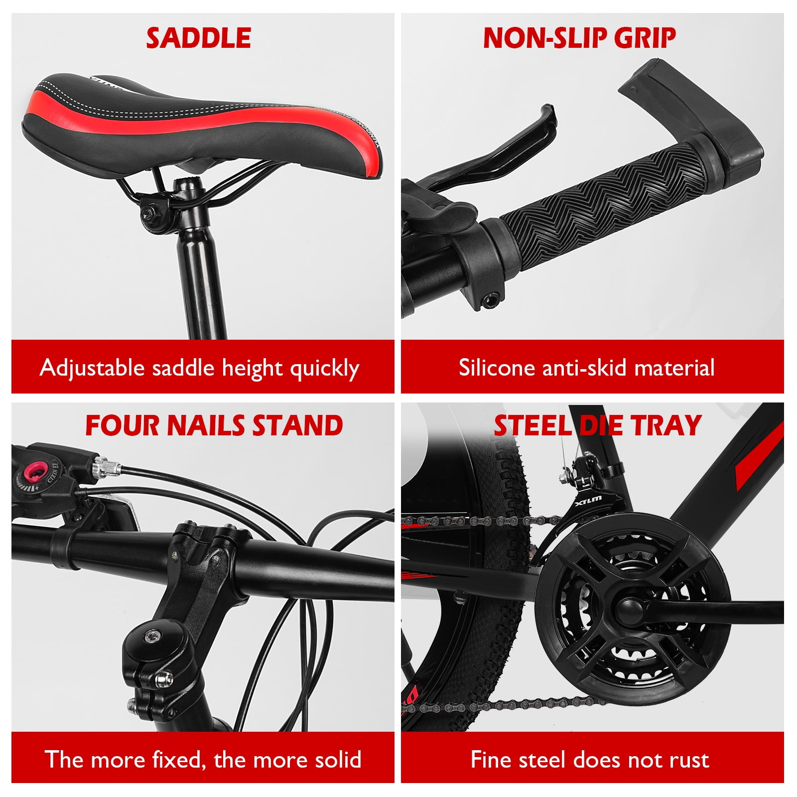 SPPTTY 26" Mountain Bike,24 Speeds Aluminum Bikes for Men Women,Bicycles with Disc Brake,3 Spokes Unibody Ring