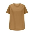 thumbnail image 4 of Olyvenn Stylish Linen Shirts for Women Summer Vintage Plain T Shirt Beach Vacation Boho Tops Trendy Vneck Tees Casual Loose Fit Tshirt Yellow XXL, 4 of 6