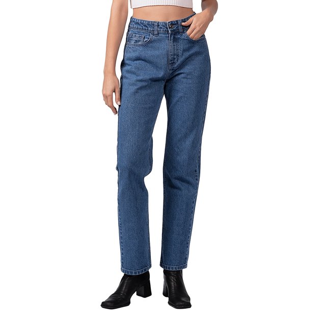 Jeans de mezclilla recto MCHK 6020. Tiro alto, para dama, color azul MCHK Recto