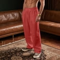 thumbnail image 4 of Men's Pants Big and Tall 52x32 Solid Color Loose Straight Leg Casual Waisted Pants with Side Pocket, 4 of 5