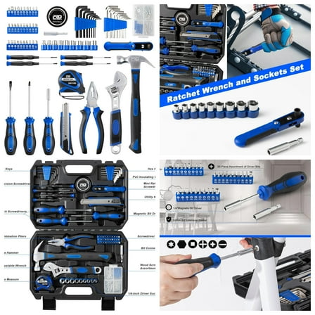 160-Piece Home Repair Tool Set, General Household Hand Tool Kit with Toolbox Storage Case for House, Garage, College Dorm and Office (Blue)