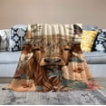 thumbnail image 2 of WERPE  Highland Cattle Plush Bed Blanket Throw Size, Cute Cow Flower Throw Blanket for Kids Boys Teens, Bull Cattle Sherpa Blanket Western Cowboy Fuzzy Flannel Lightweight Cozy Bedroom  White, 2 of 6
