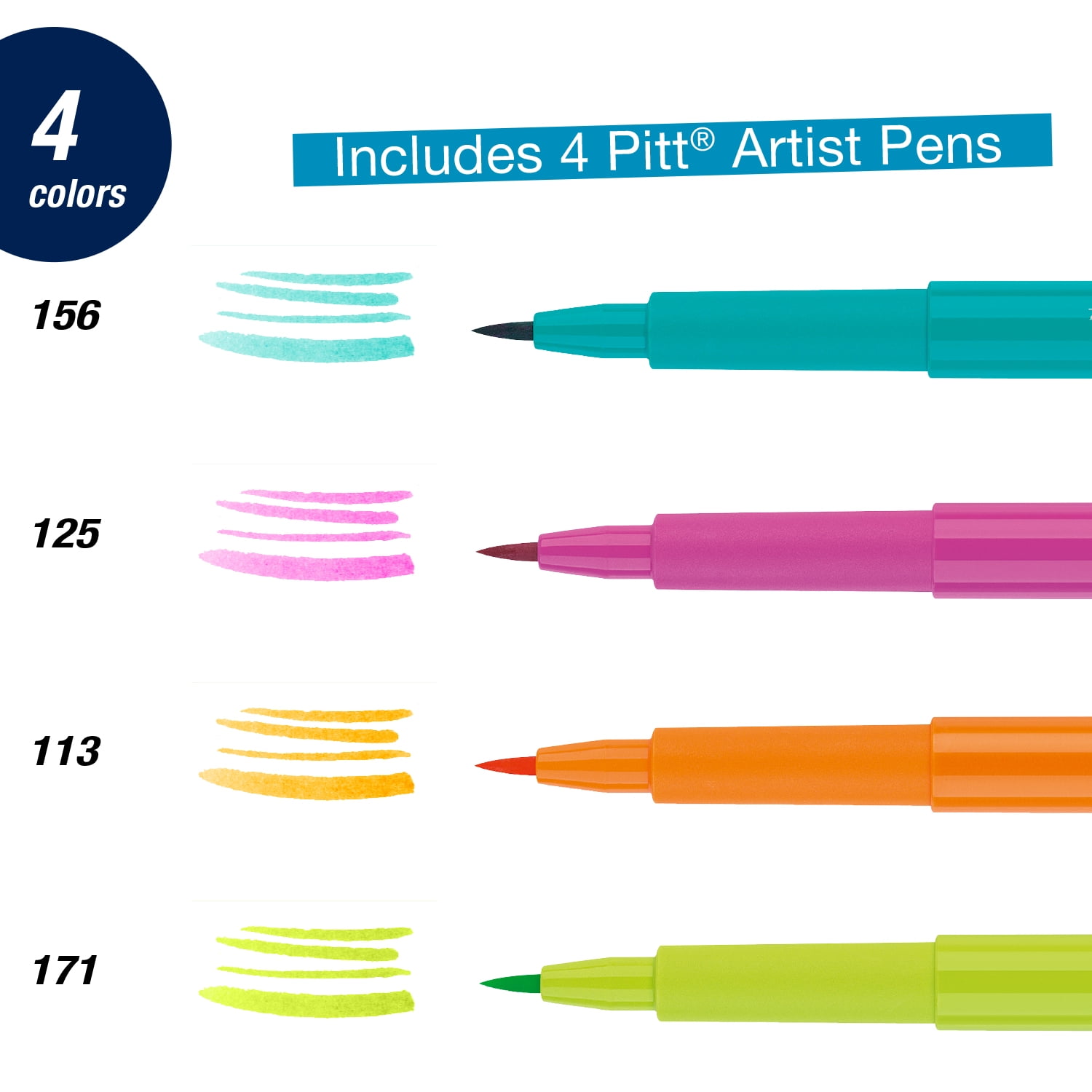 Faber-Castell Pitt Artist Brush Pens – Lettering Markers – 4 Pens