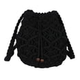 thumbnail image 1 of LNGOOR Handmades Knitting Bags For Wonmen Fashion Cotton Thread Bucket Bag With Drawstring Portable Shoulder Bag Summer Beach Purses, 1 of 7