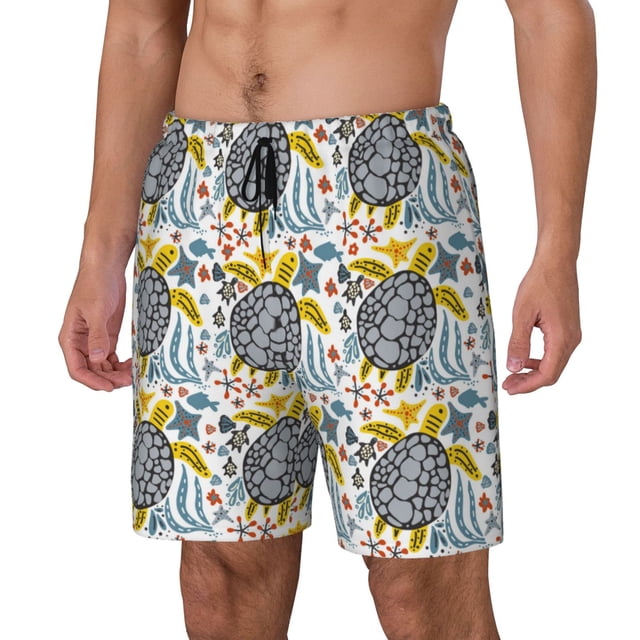 Fotbe Sea Turtle Traje de Baño para Hombre – Shorts de Natación de Secado Rápido con Forro y Bolsillos-Large