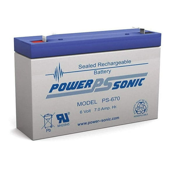 BATERÍA POWER SONIC PLOMO ACIDO PS-670 F1 6V 7AH gris