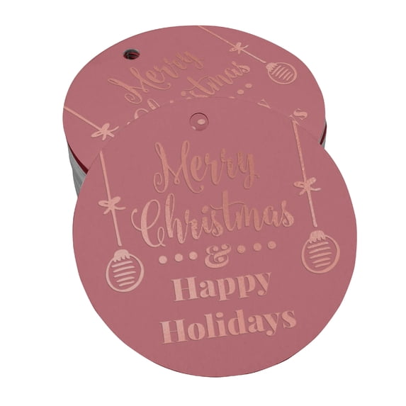 Inkdotpot Rose Gold Foil Paper Hang Tags Merry Christmas & Happy Holiday Favor Tags 100 Pieces