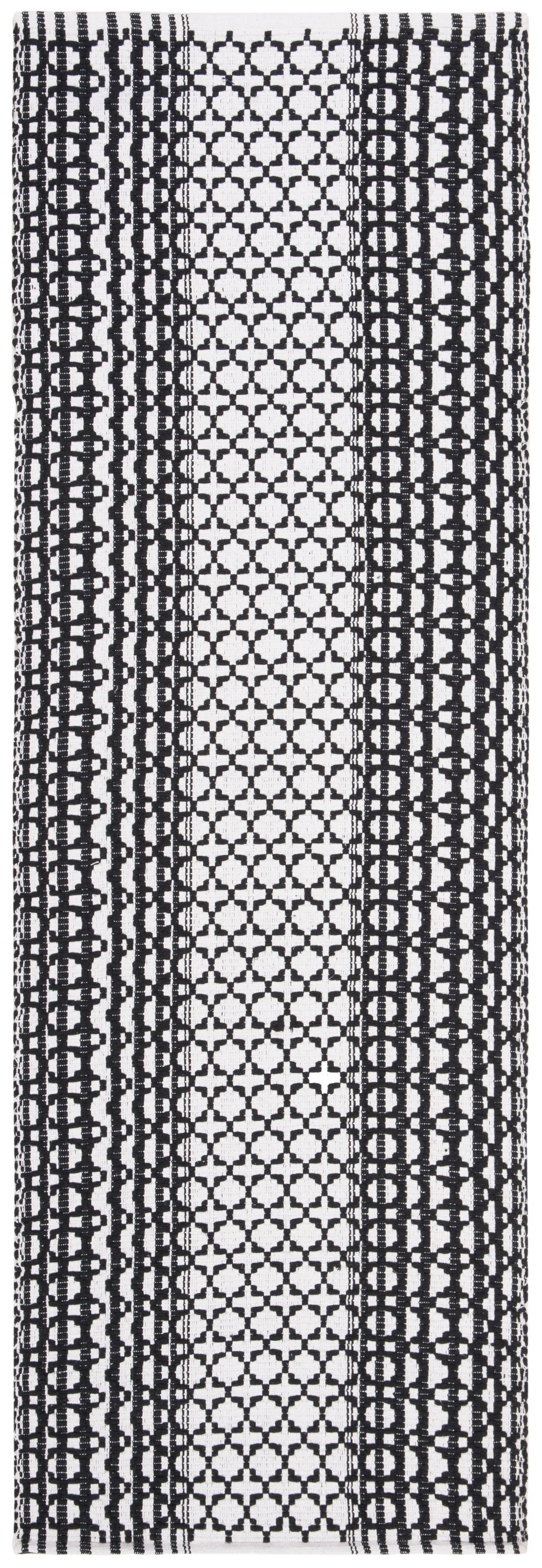 SAFAVIEH Montauk Cara Geometric Cotton Runner Rug, Black/Ivory, 2'3" x 7'